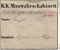Etiketten zu Beryll (NHMW-MIN-Ao899)
